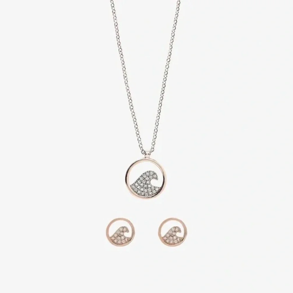 ❄️ Pura Vida | PAVE WAVE NECKLACE & EARRING SET